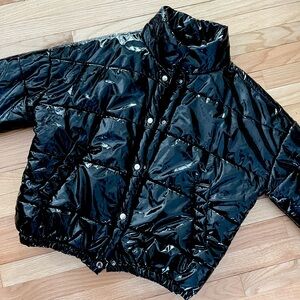 Faux Patent Leather Puffer Jacket